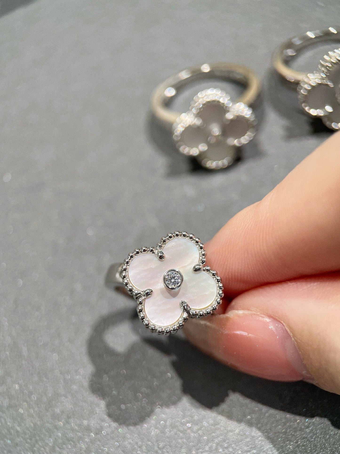 [Elowen Jewels]CLOVER SILVER MOP DIAMOND RING