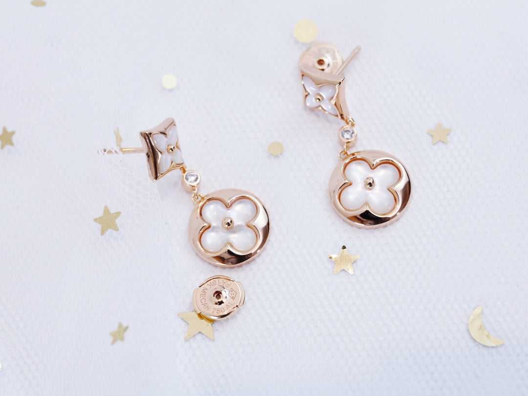 [Elowen Jewels]STAR AND SUN PINK GOLD MOP DROP EARRINGS