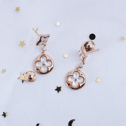 [Elowen Jewels]STAR AND SUN PINK GOLD MOP DROP EARRINGS