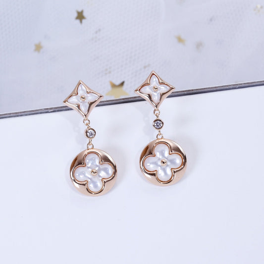 [Elowen Jewels]STAR AND SUN PINK GOLD MOP DROP EARRINGS