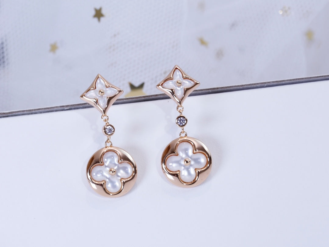 [Elowen Jewels]STAR AND SUN PINK GOLD MOP DROP EARRINGS