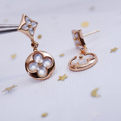 [Elowen Jewels]STAR AND SUN PINK GOLD MOP DROP EARRINGS