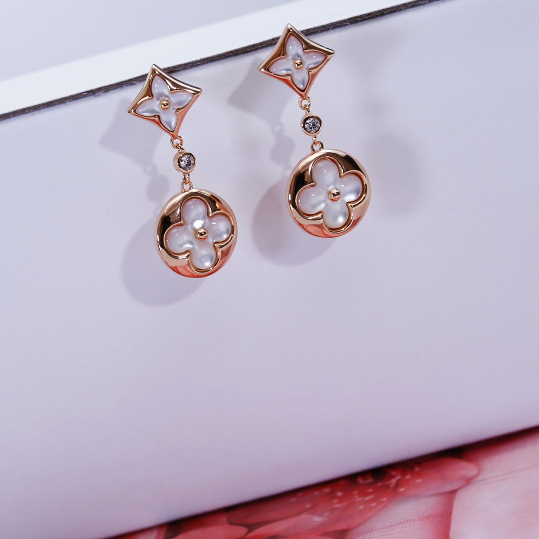 [Elowen Jewels]STAR AND SUN PINK GOLD MOP DROP EARRINGS