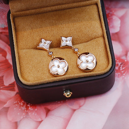 [Elowen Jewels]STAR AND SUN PINK GOLD MOP DROP EARRINGS