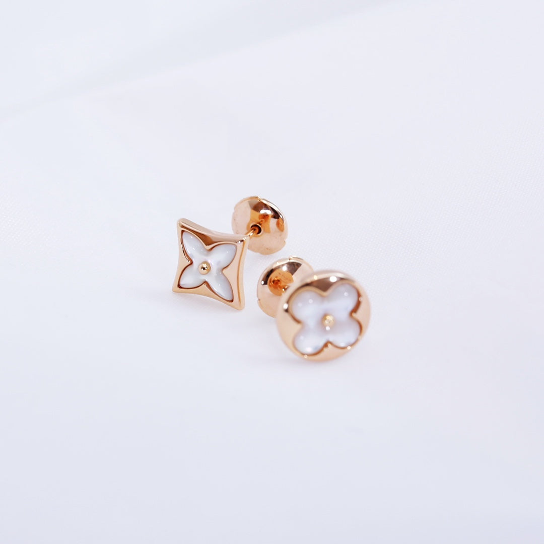 [Elowen Jewels]STAR AND SUN PINK GOLD MOP STUD EARRINGS