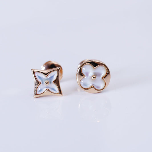 [Elowen Jewels]STAR AND SUN PINK GOLD MOP STUD EARRINGS