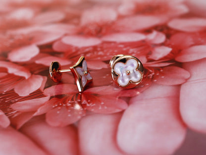 [Elowen Jewels]STAR AND SUN PINK GOLD MOP STUD EARRINGS