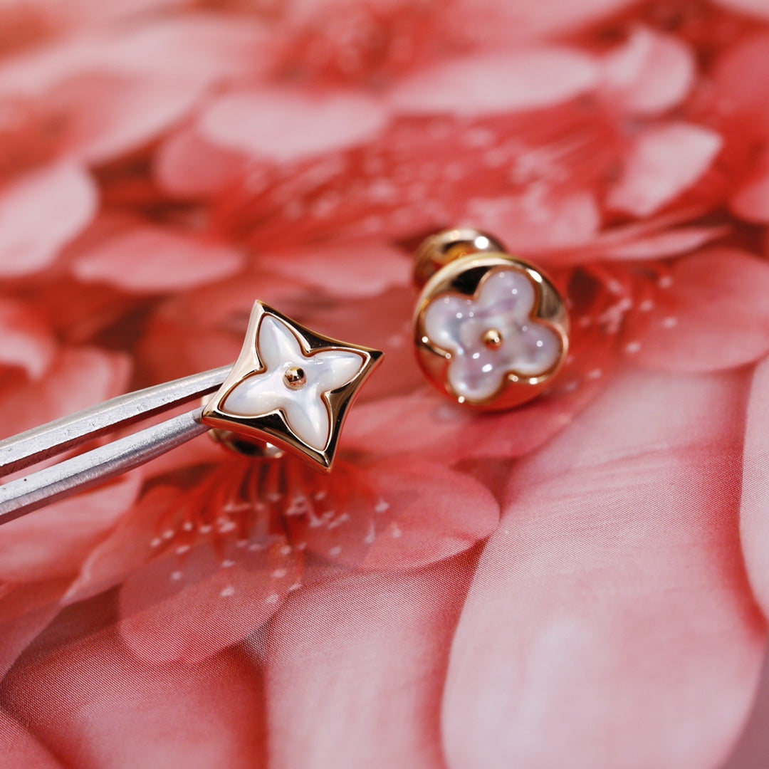 [Elowen Jewels]STAR AND SUN PINK GOLD MOP STUD EARRINGS