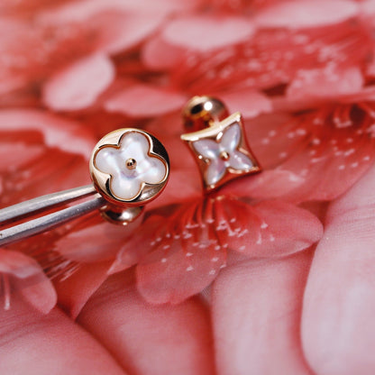 [Elowen Jewels]STAR AND SUN PINK GOLD MOP STUD EARRINGS
