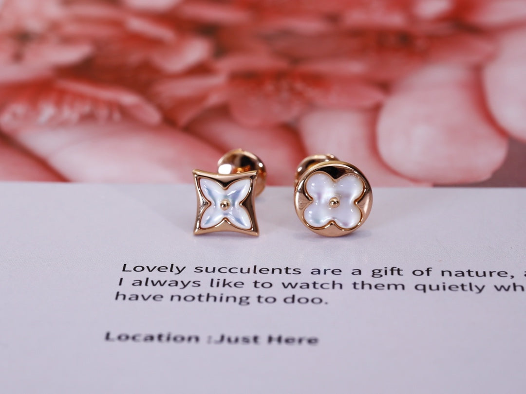 [Elowen Jewels]STAR AND SUN PINK GOLD MOP STUD EARRINGS