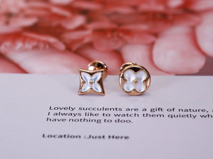 [Elowen Jewels]STAR AND SUN PINK GOLD MOP STUD EARRINGS