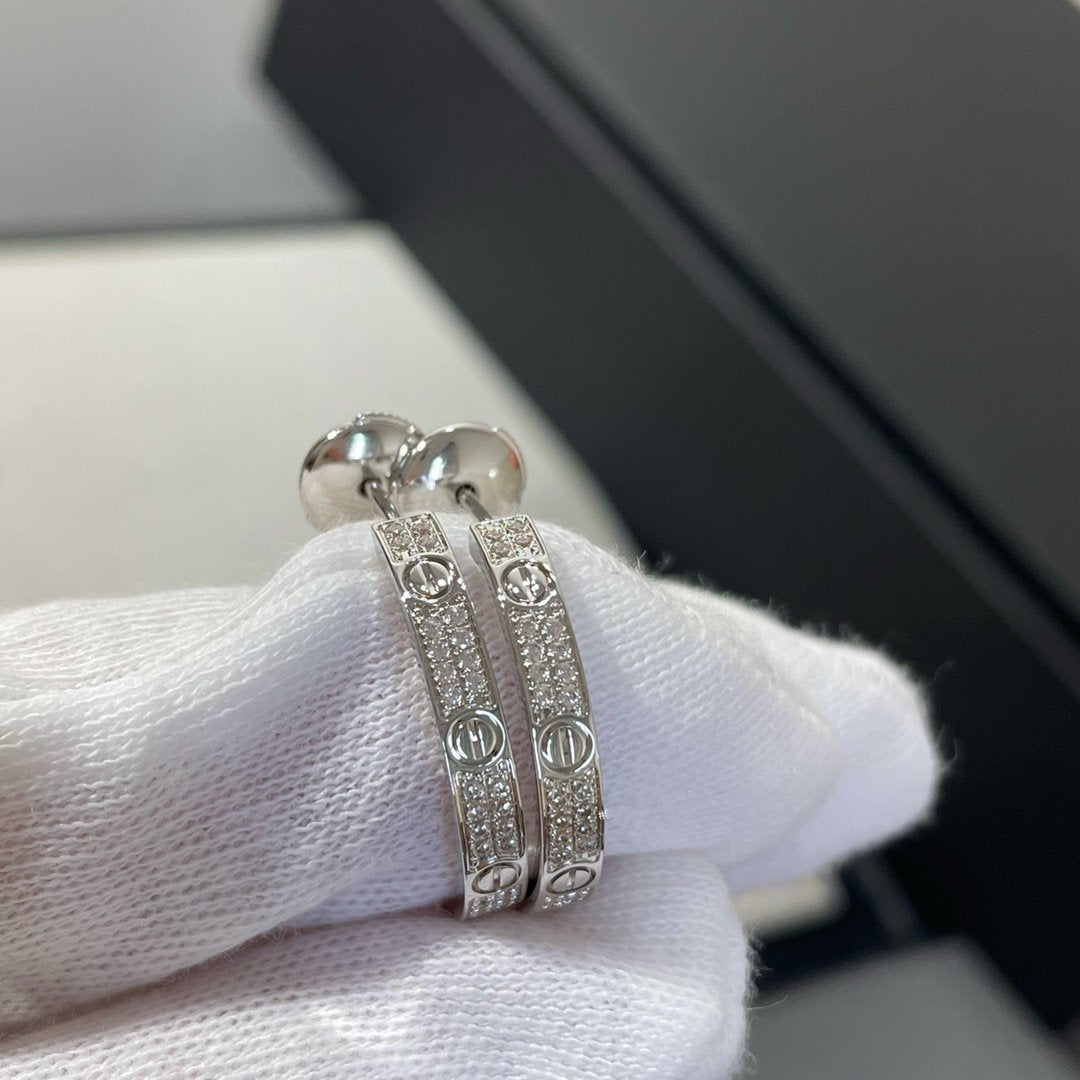 [Elowen Jewels]LOVE DIAMOND SILVER HOOP EARRINGS