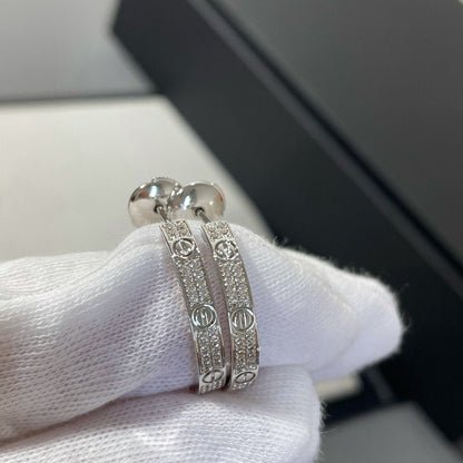 [Elowen Jewels]LOVE DIAMOND SILVER HOOP EARRINGS