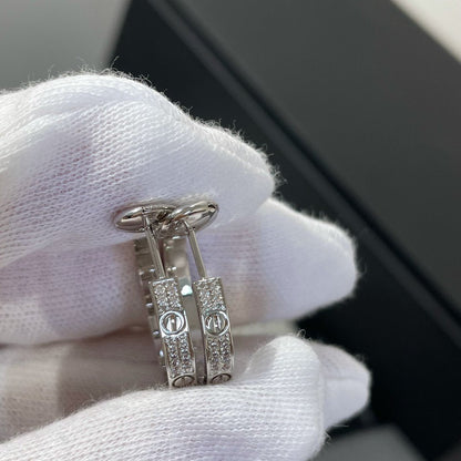 [Elowen Jewels]LOVE DIAMOND SILVER HOOP EARRINGS