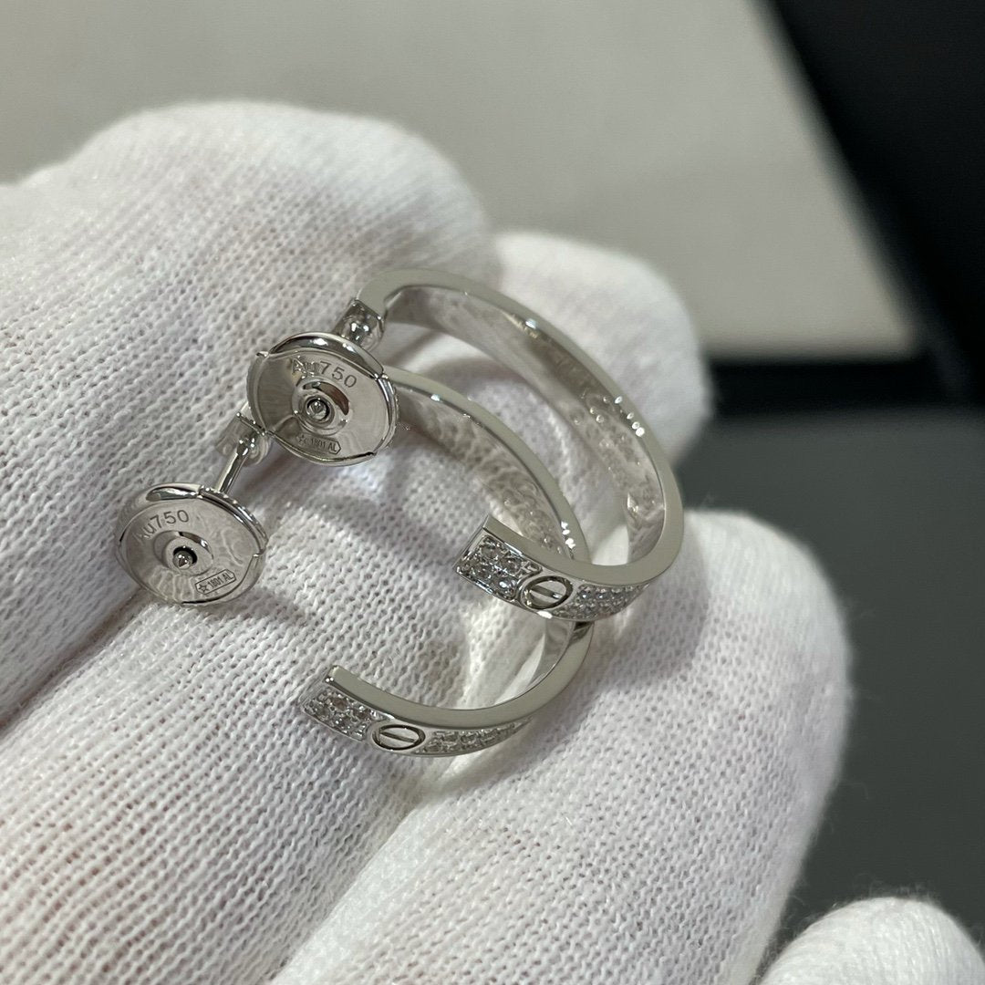 [Elowen Jewels]LOVE DIAMOND SILVER HOOP EARRINGS