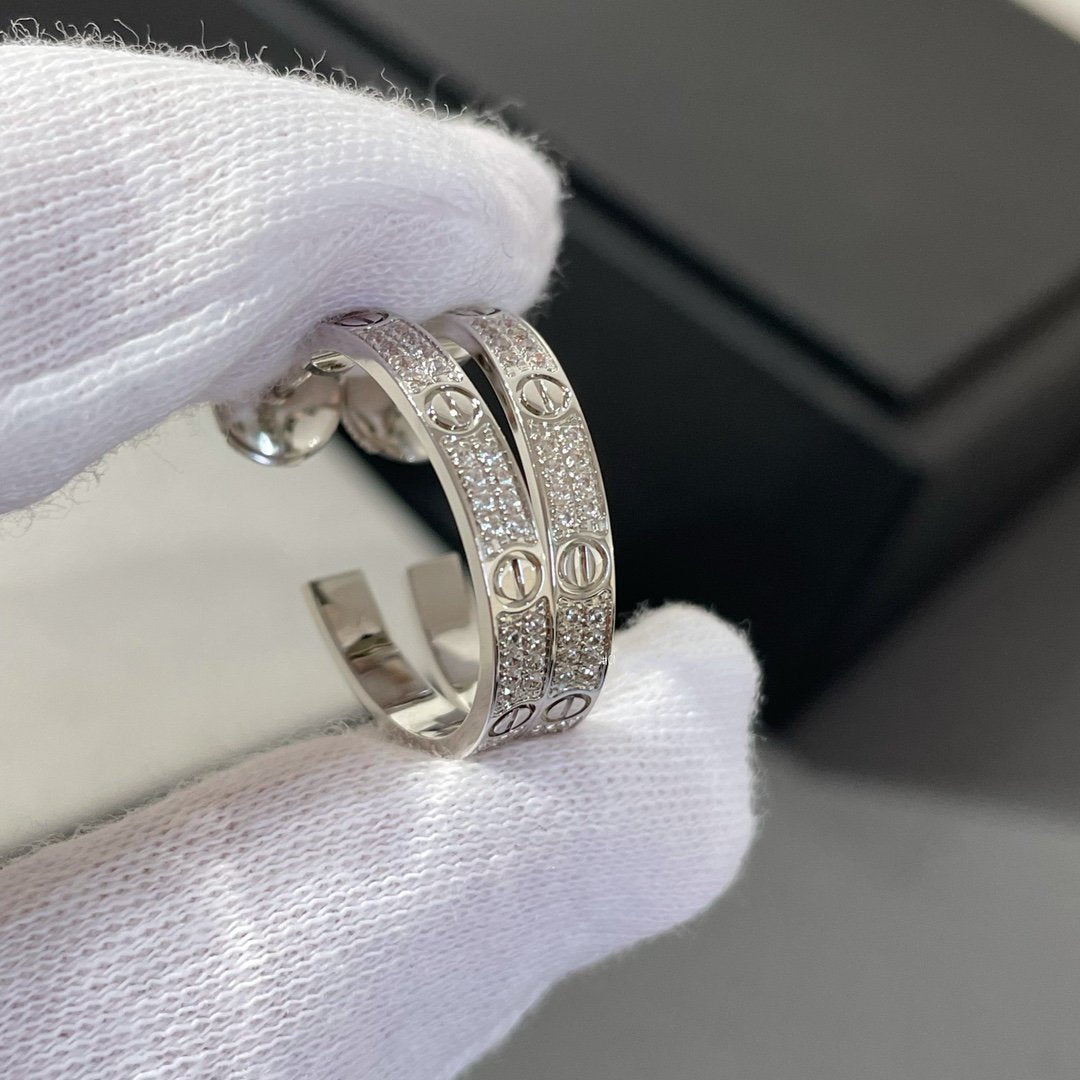 [Elowen Jewels]LOVE DIAMOND SILVER HOOP EARRINGS