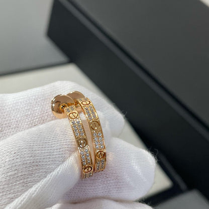[Elowen Jewels]LOVE DIAMOND PINK GOLD HOOP EARRINGS