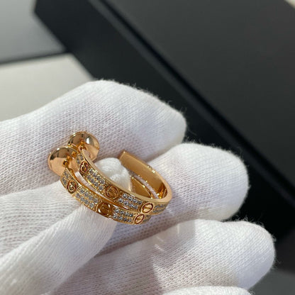 [Elowen Jewels]LOVE DIAMOND PINK GOLD HOOP EARRINGS