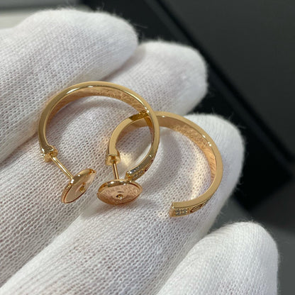 [Elowen Jewels]LOVE DIAMOND PINK GOLD HOOP EARRINGS