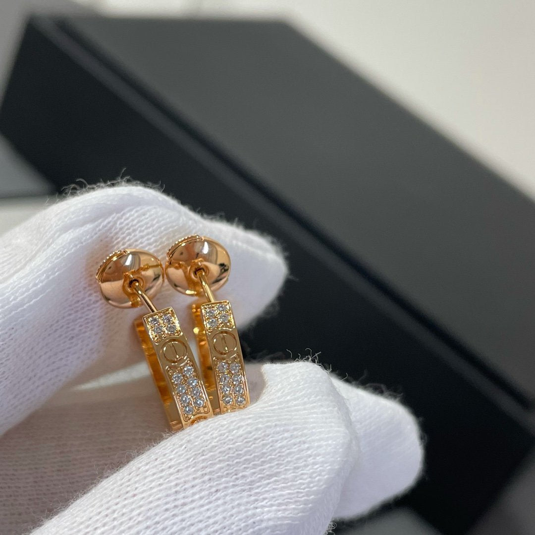 [Elowen Jewels]LOVE DIAMOND PINK GOLD HOOP EARRINGS