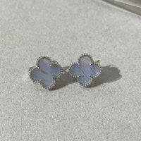 [Elowen Jewel]CLOVER CHALCEDONY SILVER STUD EARRINGS