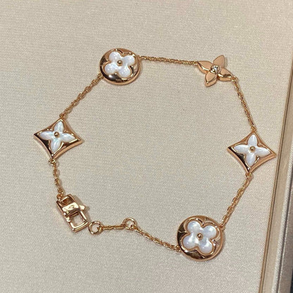 [Elowen Jewels]STAR AND SUN 5 MOTIF MOP PINK GOLD BRACELET