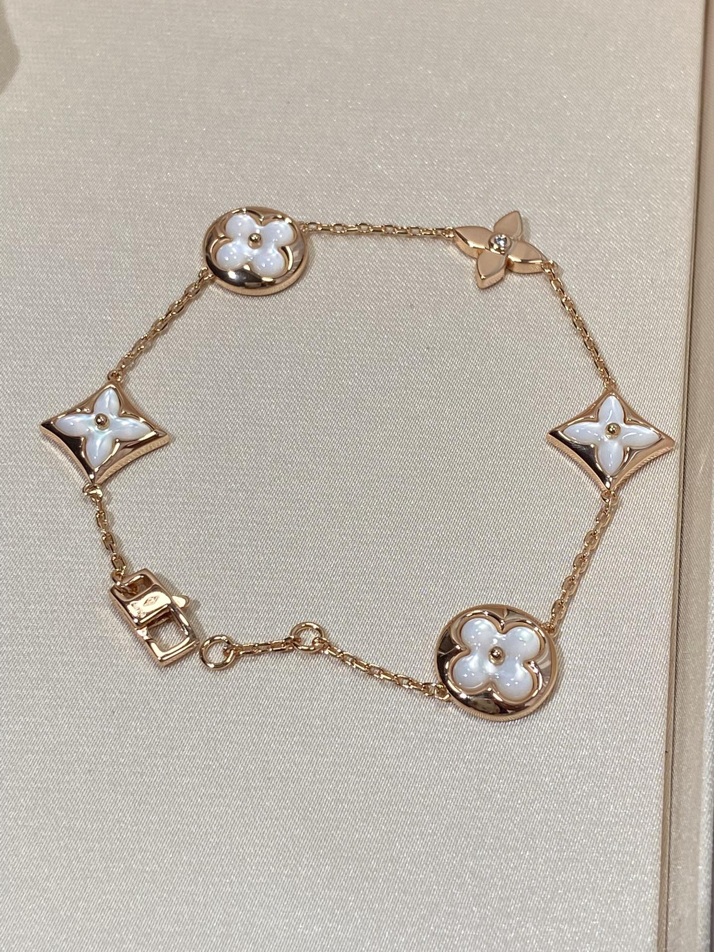 [Elowen Jewels]STAR AND SUN 5 MOTIF MOP PINK GOLD BRACELET