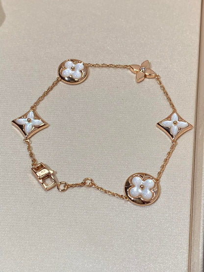 [Elowen Jewels]STAR AND SUN 5 MOTIF MOP PINK GOLD BRACELET