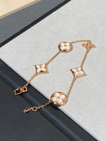 [Elowen Jewels]STAR AND SUN 5 MOTIF MOP PINK GOLD BRACELET