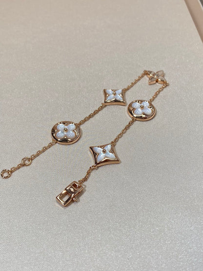 [Elowen Jewels]STAR AND SUN 5 MOTIF MOP PINK GOLD BRACELET