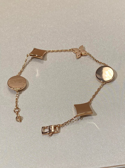 [Elowen Jewels]STAR AND SUN 5 MOTIF MOP PINK GOLD BRACELET