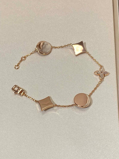 [Elowen Jewels]STAR AND SUN 5 MOTIF MOP PINK GOLD BRACELET