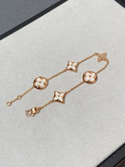 [Elowen Jewels]STAR AND SUN 5 MOTIF MOP PINK GOLD BRACELET
