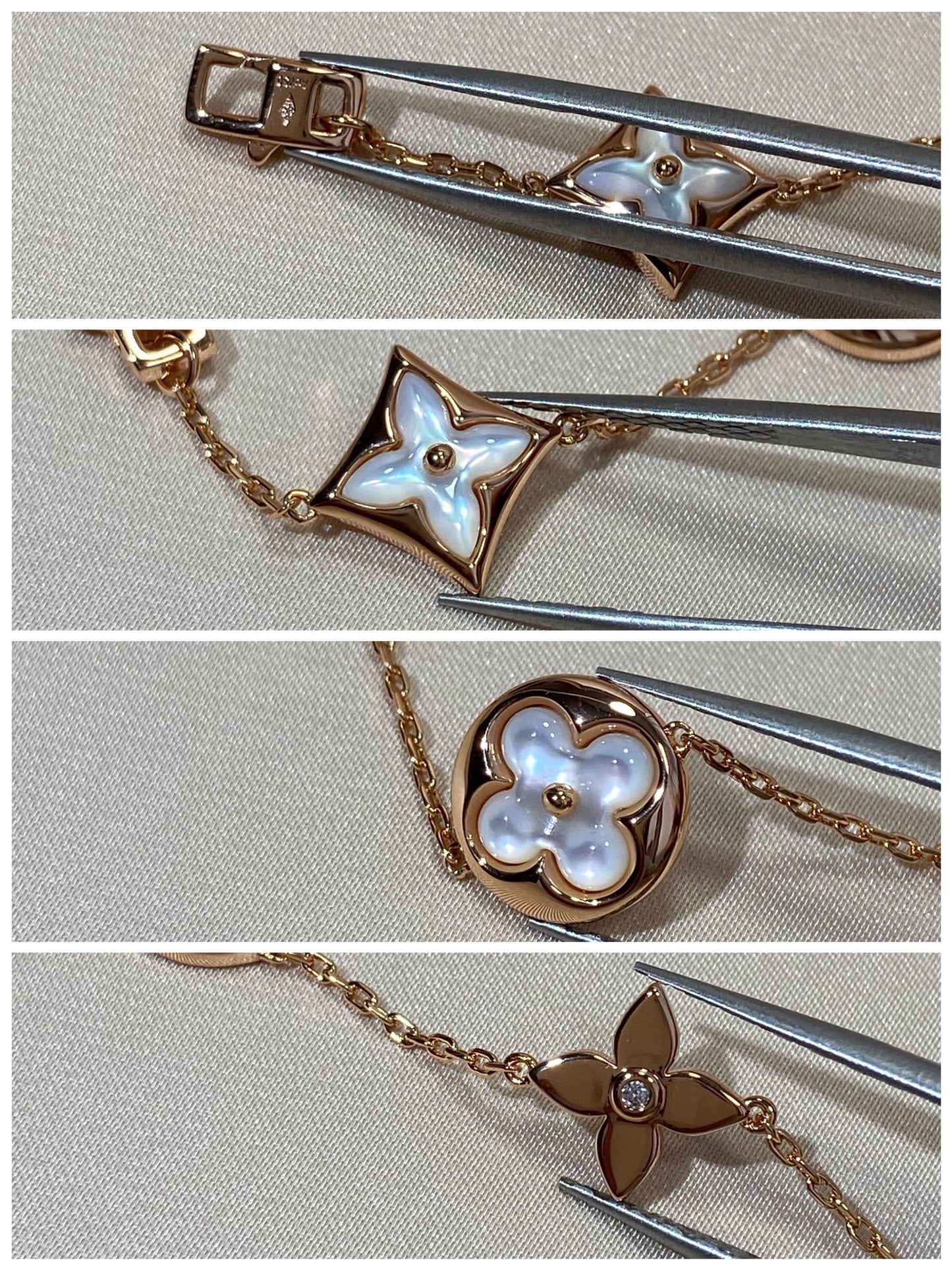 [Elowen Jewels]STAR AND SUN 5 MOTIF MOP PINK GOLD BRACELET