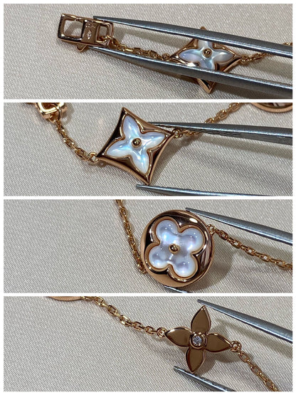 [Elowen Jewels]STAR AND SUN 5 MOTIF MOP PINK GOLD BRACELET