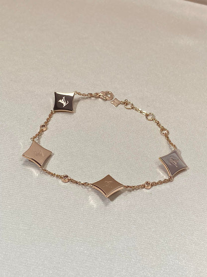 [Elowen Jewels]STAR 4 MOTIF MOP DIAMOND PINK GOLD BRACELET