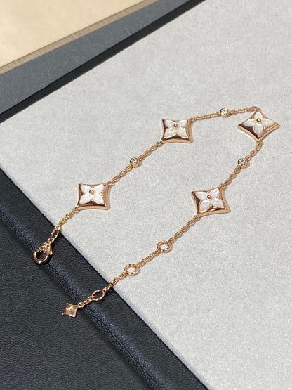 [Elowen Jewels]STAR 4 MOTIF MOP DIAMOND PINK GOLD BRACELET