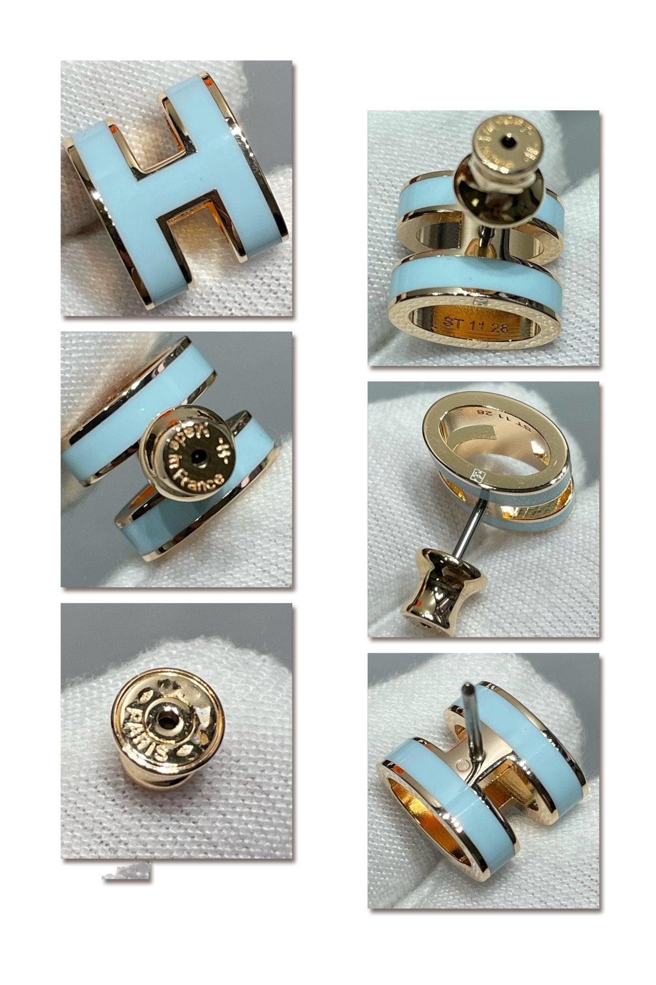 [Elowen Jewels]POP H SKY BLUE STUD EARRINGS