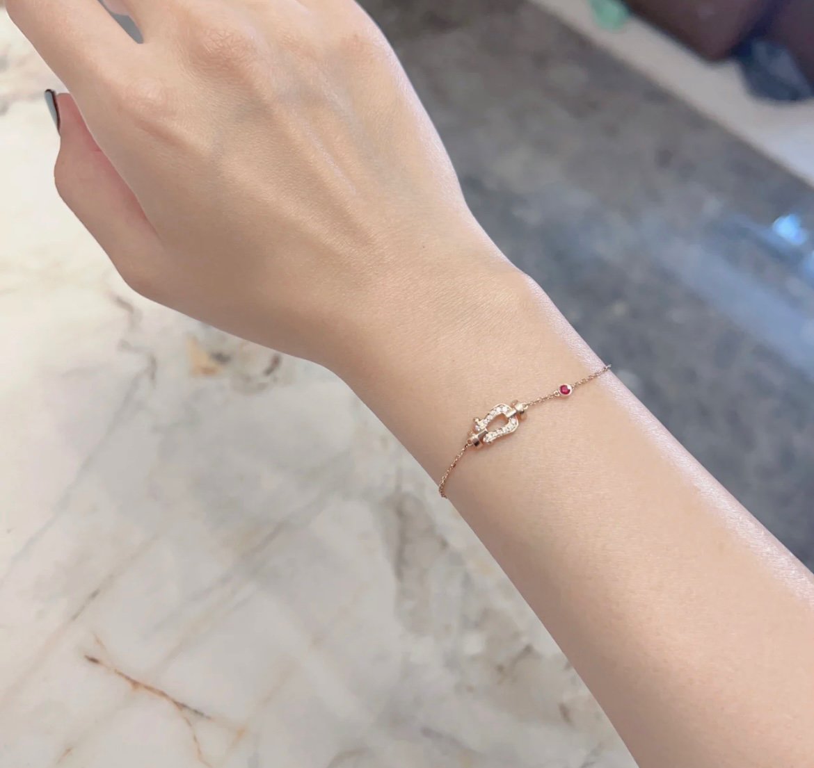 [Elowen Jewels]FORCE 10 DIAMOND CHAIN LINK PINK GOLD BRACELET