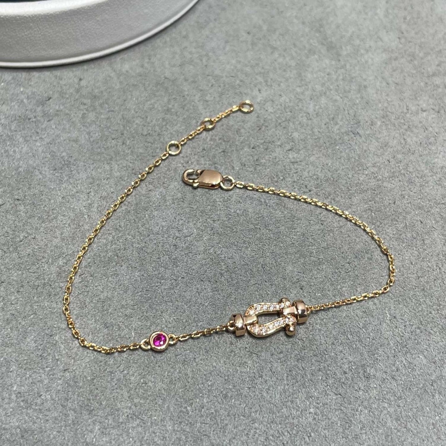 [Elowen Jewels]FORCE 10 DIAMOND CHAIN LINK PINK GOLD BRACELET