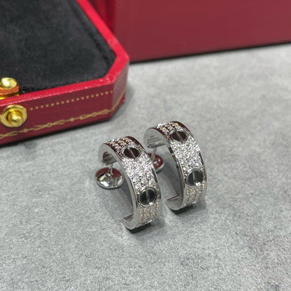 [Elowen Jewels]LOVE CERAMIC DIAMOND PAVED SILVER EARRINGS