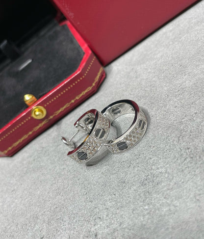 [Elowen Jewels]LOVE CERAMIC DIAMOND PAVED SILVER EARRINGS