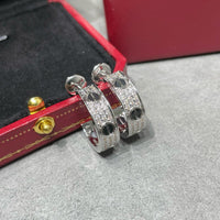 [Elowen Jewel]LOVE CERAMIC DIAMOND PAVED SILVER EARRINGS