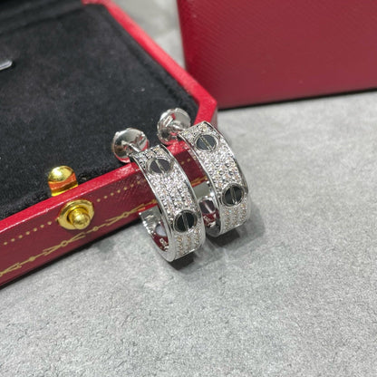 [Elowen Jewels]LOVE CERAMIC DIAMOND PAVED SILVER EARRINGS