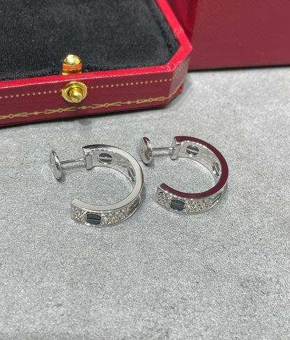 [Elowen Jewels]LOVE CERAMIC DIAMOND PAVED SILVER EARRINGS