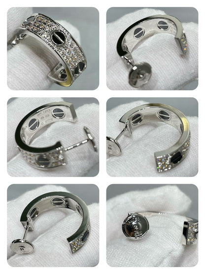 [Elowen Jewels]LOVE CERAMIC DIAMOND PAVED SILVER EARRINGS