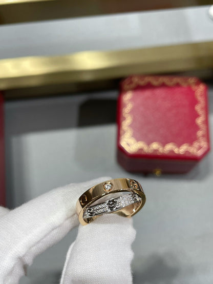 [Elowen Jewels]LOVE PINK GOLD SILVER DIAMOND DOUBLE RING