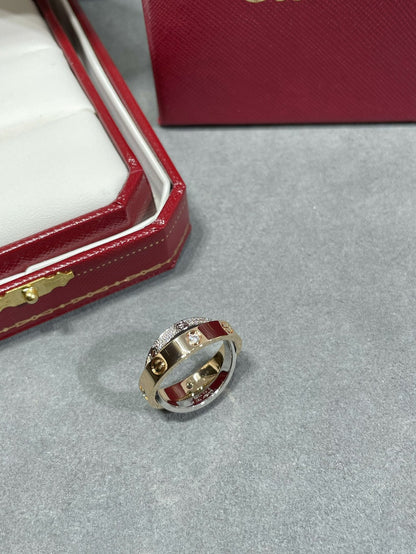 [Elowen Jewels]LOVE PINK GOLD SILVER DIAMOND DOUBLE RING