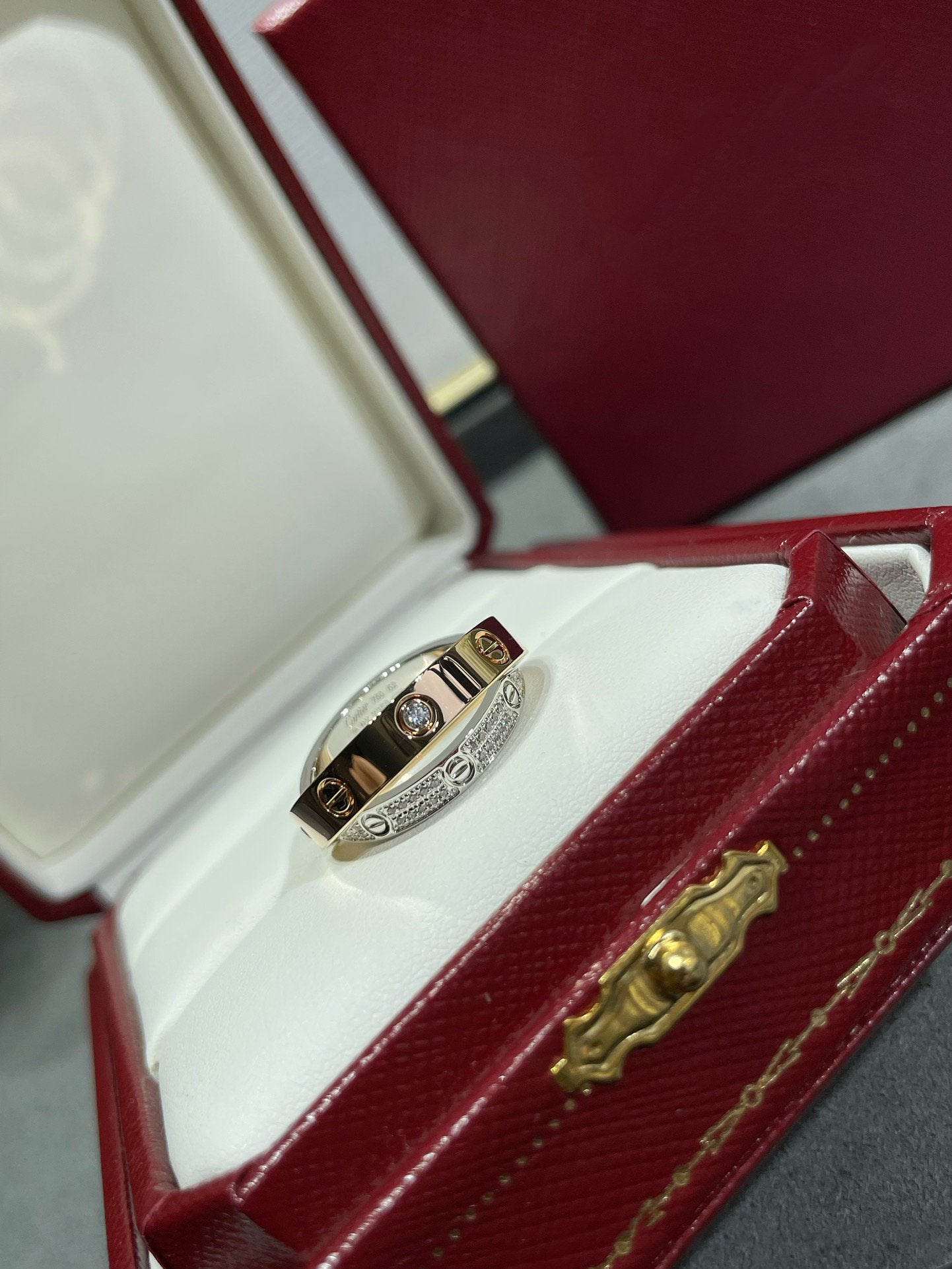 [Elowen Jewels]LOVE PINK GOLD SILVER DIAMOND DOUBLE RING