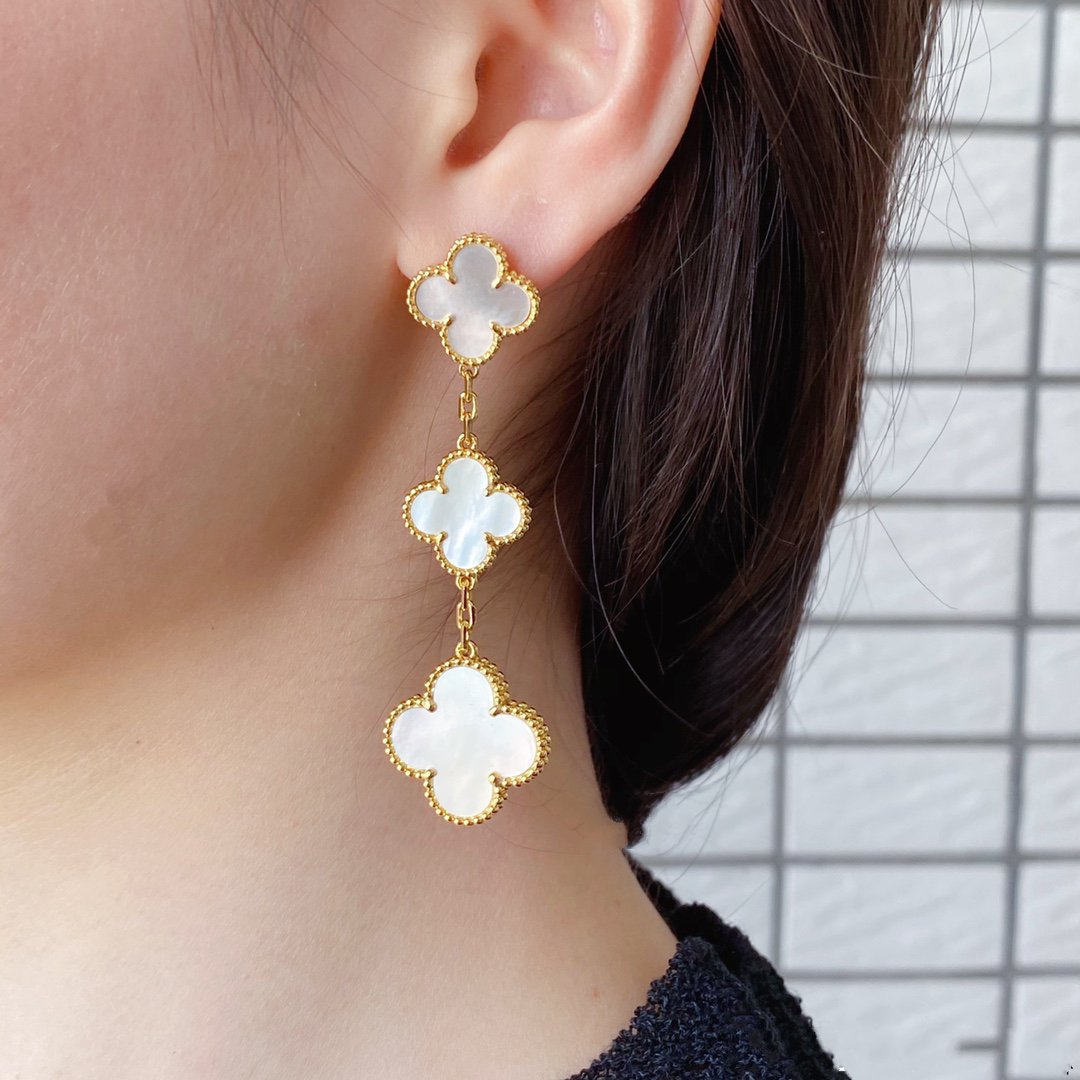 [Elowen Jewels]CLOVER MOP 3 MOTIFS GOLD EARRINGS